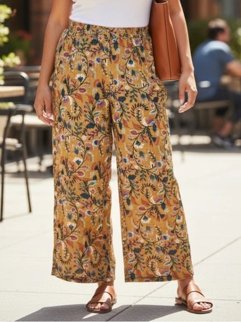 JOYSPUN COTTON GAUZE WIDE LEG PANTS XL